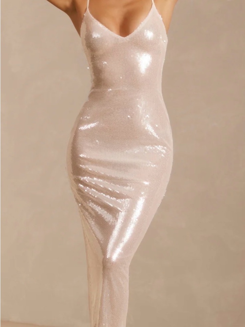 Oh Polly Champagne Sequin Maxi Dress